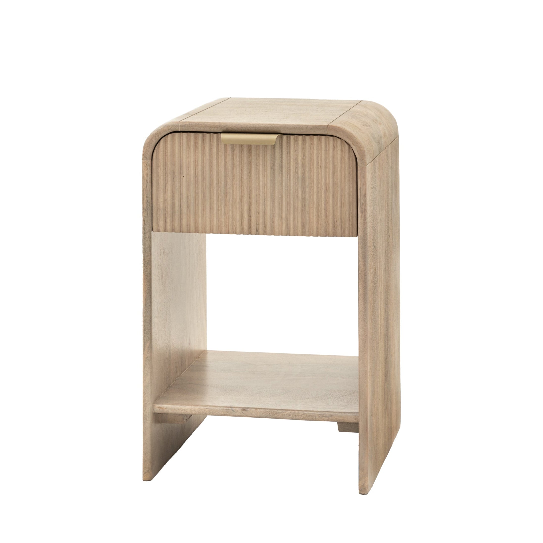 Antrury Natural Mango Wood Curved Bedside Table